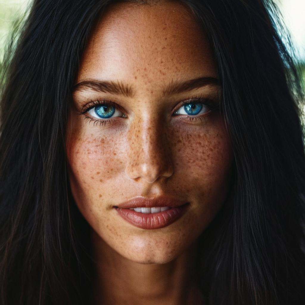 cinematic film still of In duke_herstal_photography_style a woman with freckles on her face,  sharp edges,  sharp image on...