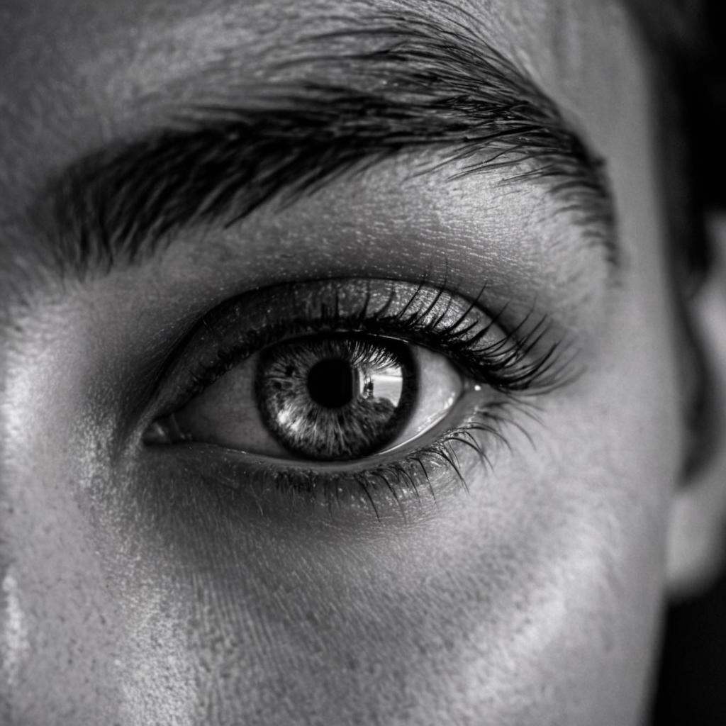 cinematic film still of In duke_herstal_photography_style a close up of a person's eye,  sharp edges,  sharp image on Tens...