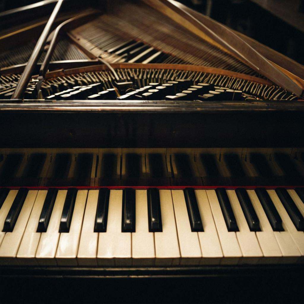 cinematic film still of In duke_herstal_photography_style a piano with a bunch of keys on it,  sharp edges,  sharp image o...