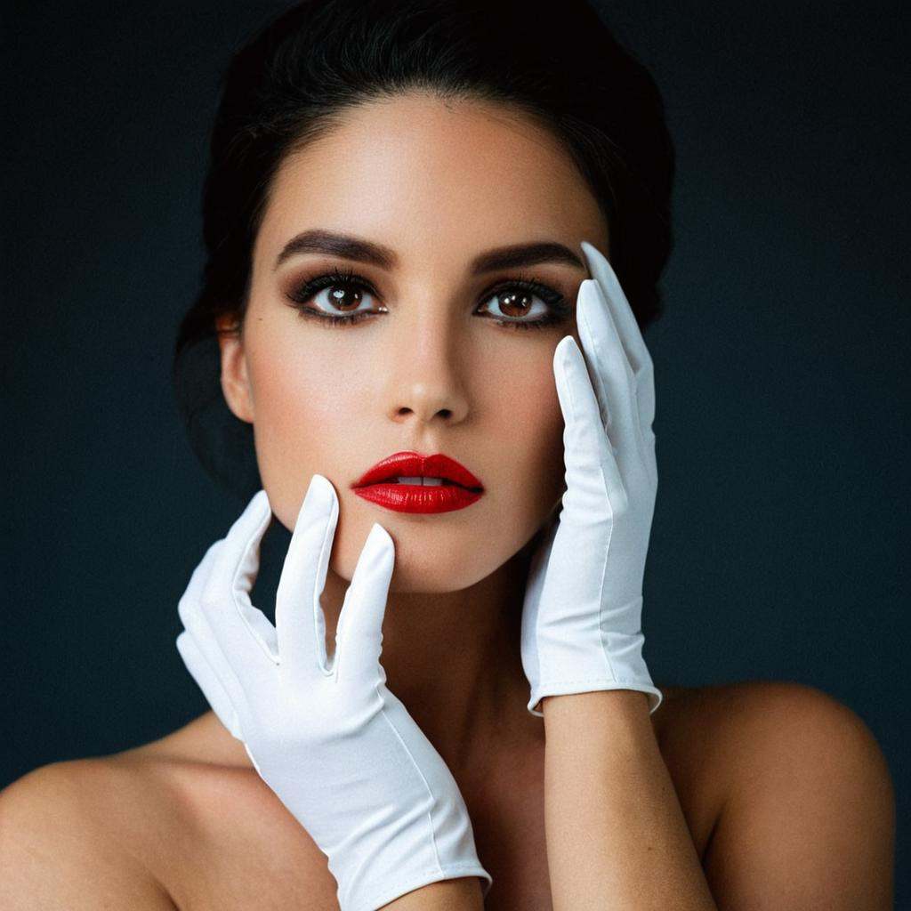 cinematic film still of In duke_herstal_photography_style a woman with a white glove on her head,  sharp edges,  sharp ima...