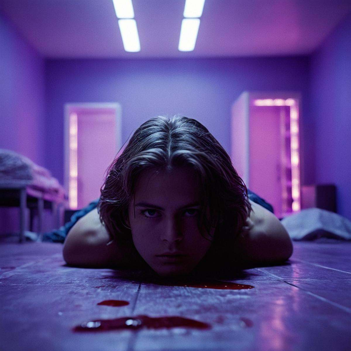 cinematic film still of 0 realism perfect Chiaroscuro Lighting Style In "Purple themed color",  a cinematic motion picture...