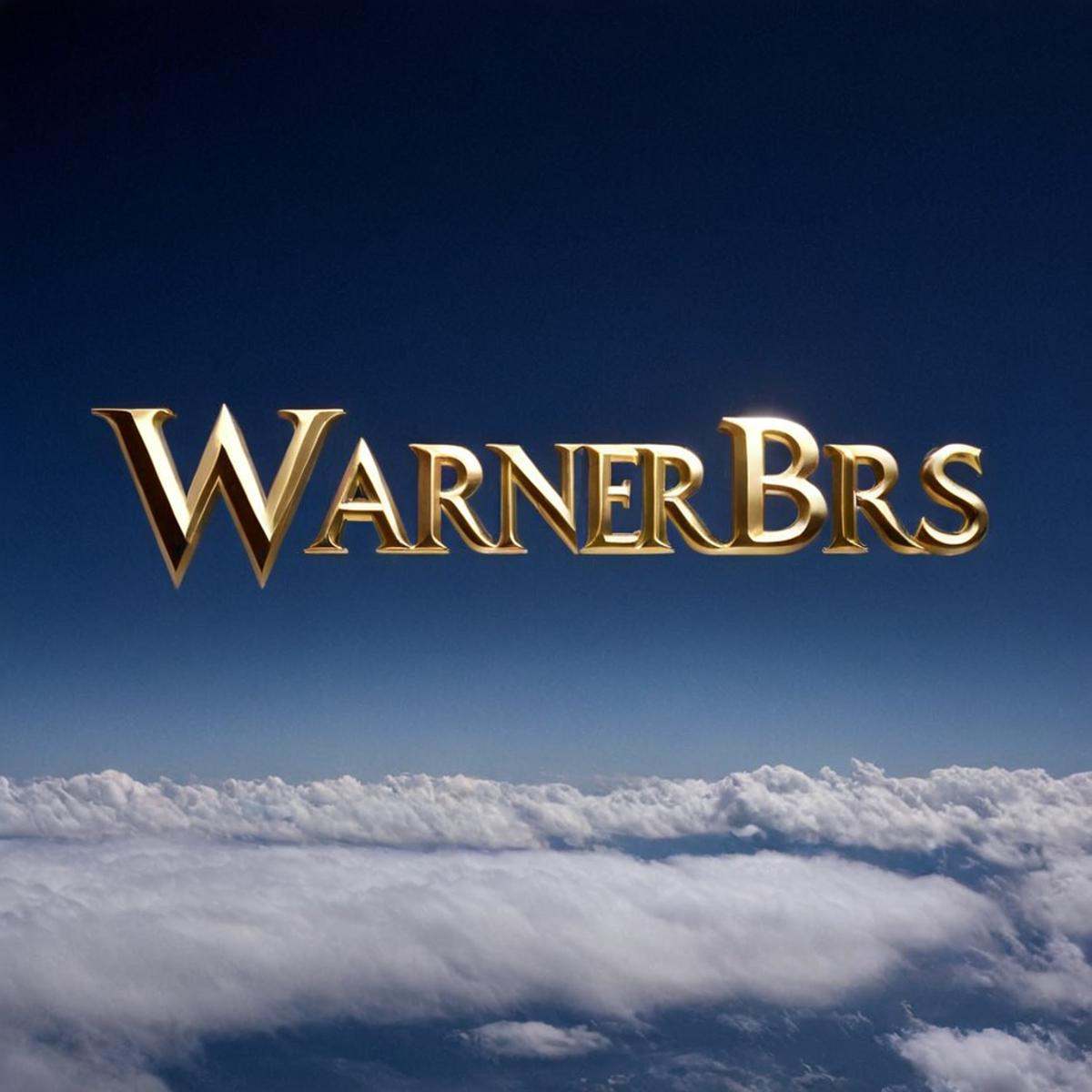 1 realism perfect Chiaroscuro Lighting Style text logo A perfect text title of a golden logo for warner bros pictures,  mo...