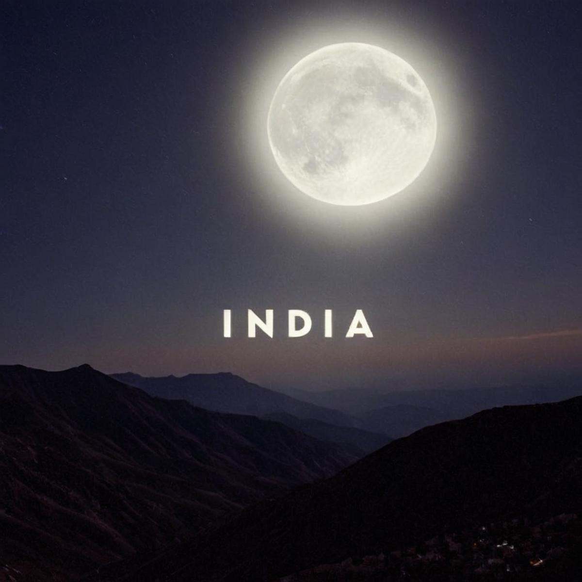 1 realism perfect Chiaroscuro Lighting Style text logo A perfect text title of a picture of a sunset with the words "india...