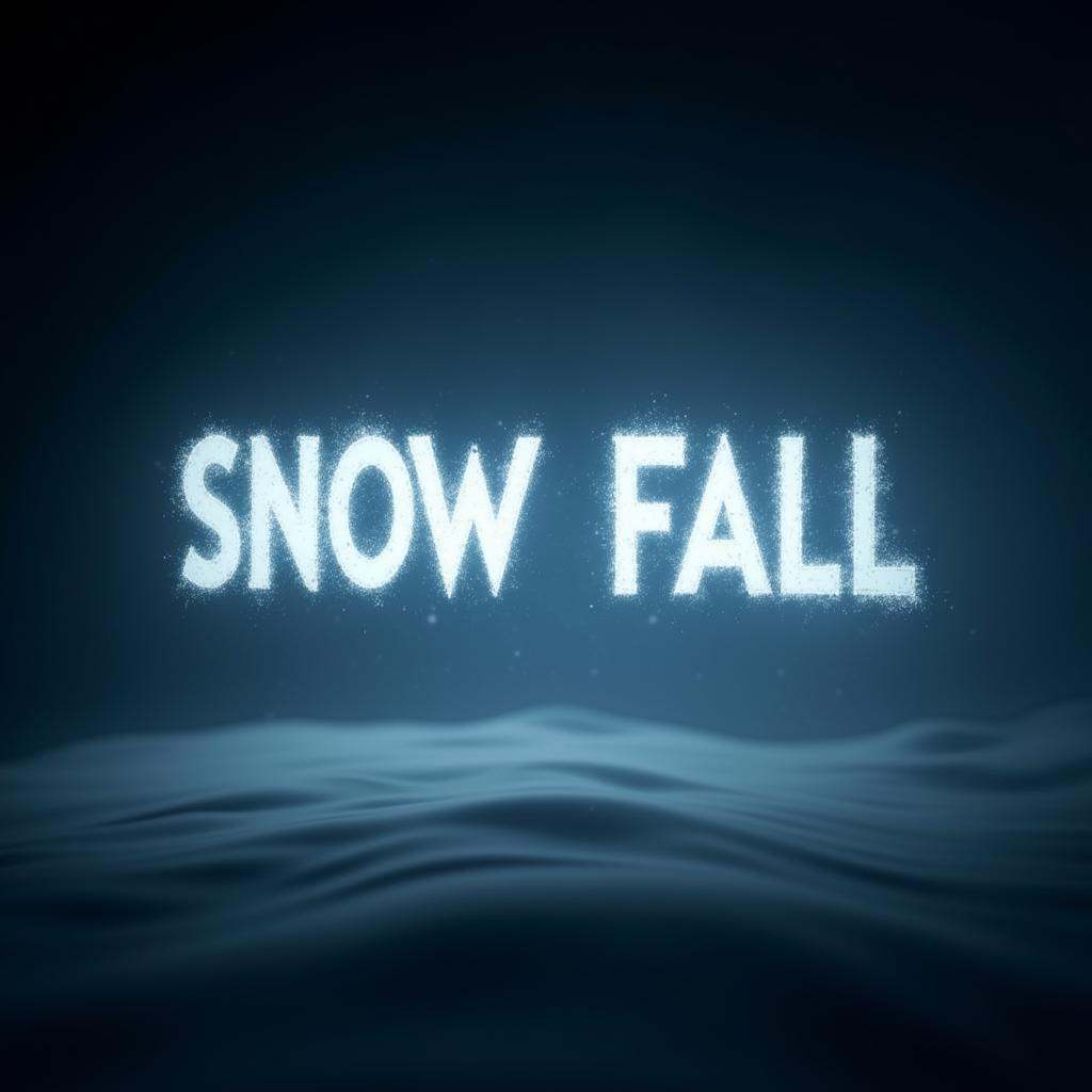 A perfect text title of a snow fall title in white color is shown in a dark room,  movie themed,  sharp on Tensor.Art