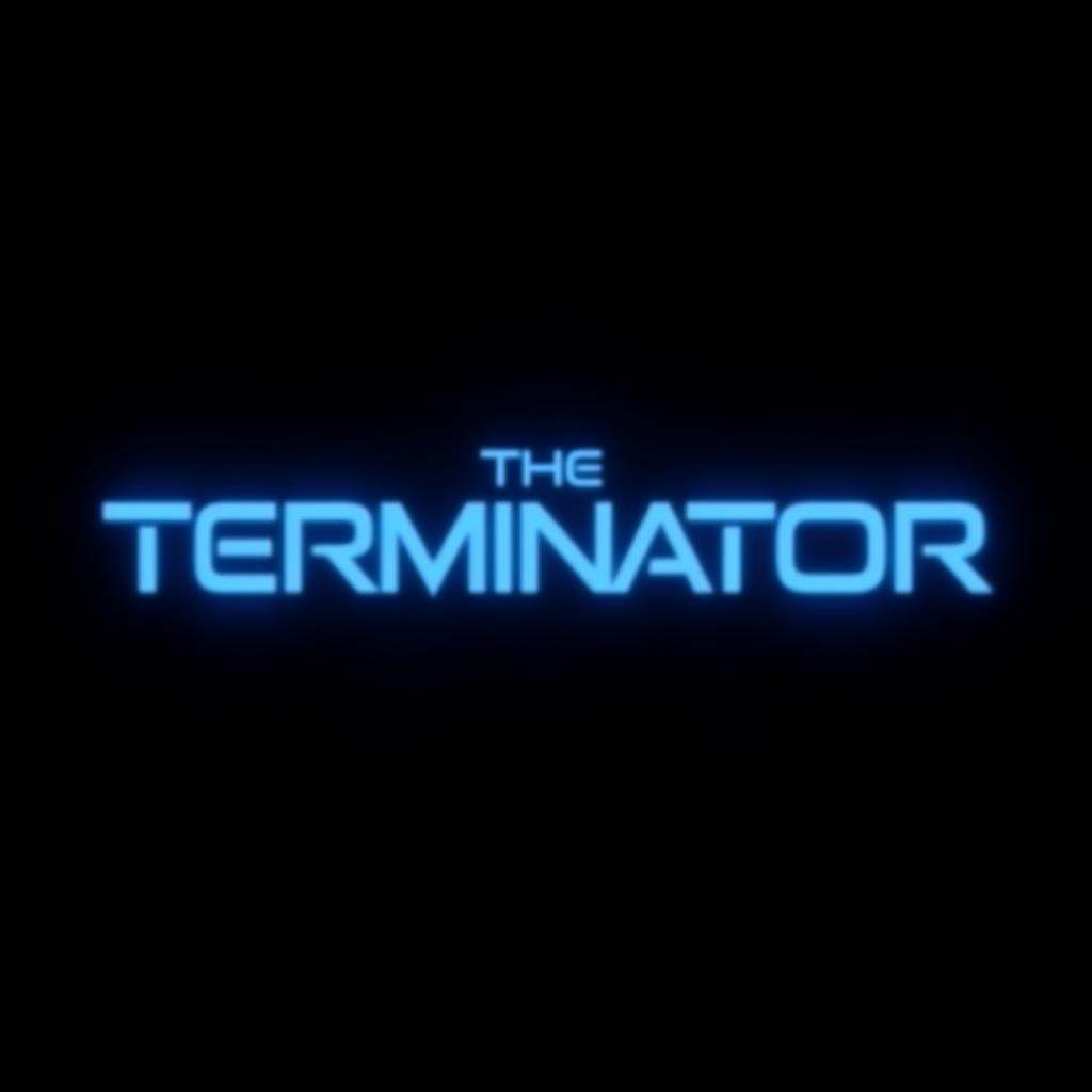 A perfect text title of a blue sci-fi text that reads the terminator,  movie themed,  sharp on Tensor.Art