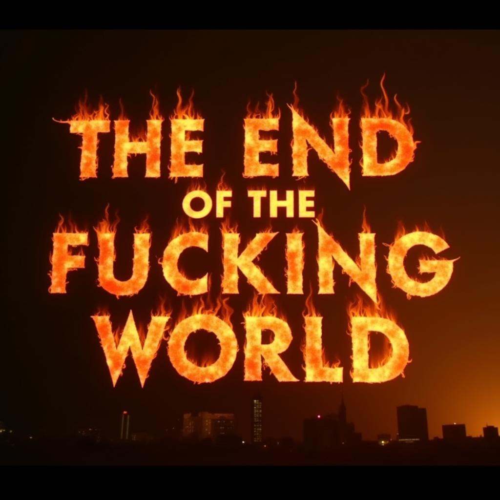 A perfect text title of a fire with the words the end of the fucking world,  movie themed,  sharp on Tensor.Art