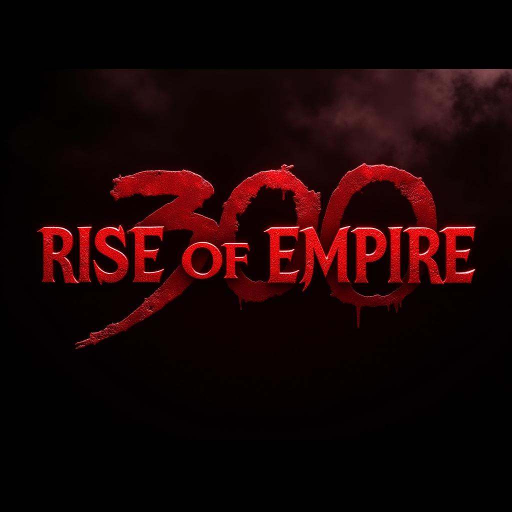 A perfect text title of a red logo with blood on it in the dark and 300,  rise of empire text,  movie themed on Tensor.Art