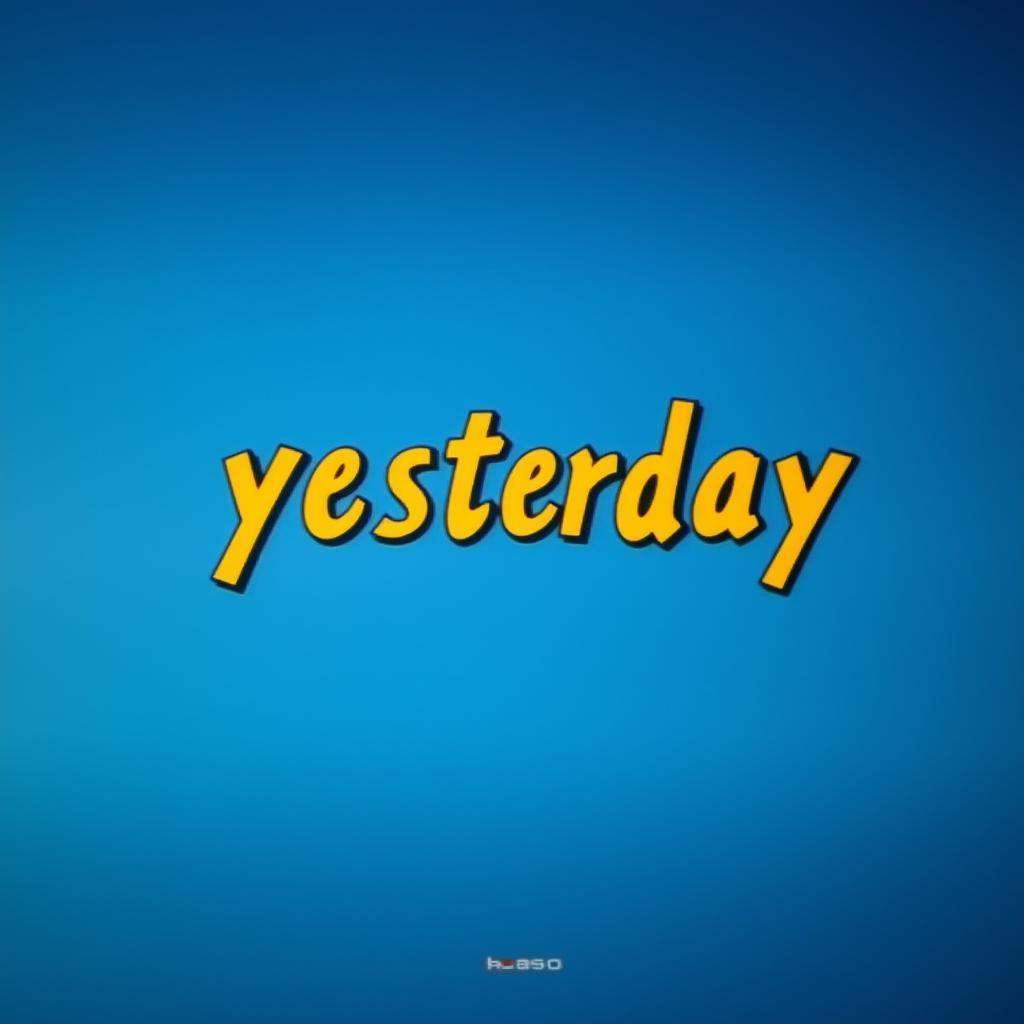 A perfect text title of a blue background with a yellow and black text that says yesterday,  movie themed,  sharp on Tenso...