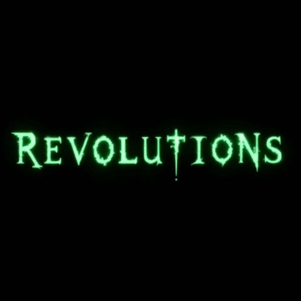 A perfect text title of a green matrix movie style text that reads,  Revolutions,  on a black background on Tensor.Art