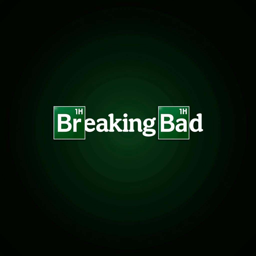 A perfect text title of a green and black background with a breaking bad sign in white text,  movie themed,  sharp on Tens...
