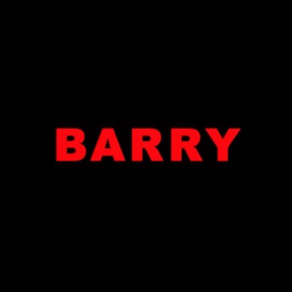 A perfect text title of a red barry logo on a black background,  movie themed,  sharp on Tensor.Art