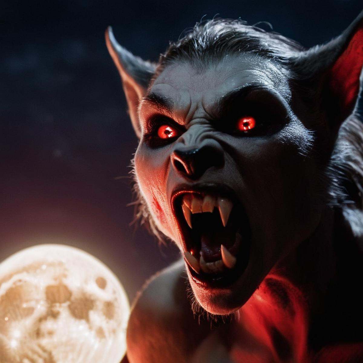 cinematic film still of frank frazetta painting of a Female Vampire a close up of a demonic looking werewolf animal Vampir...