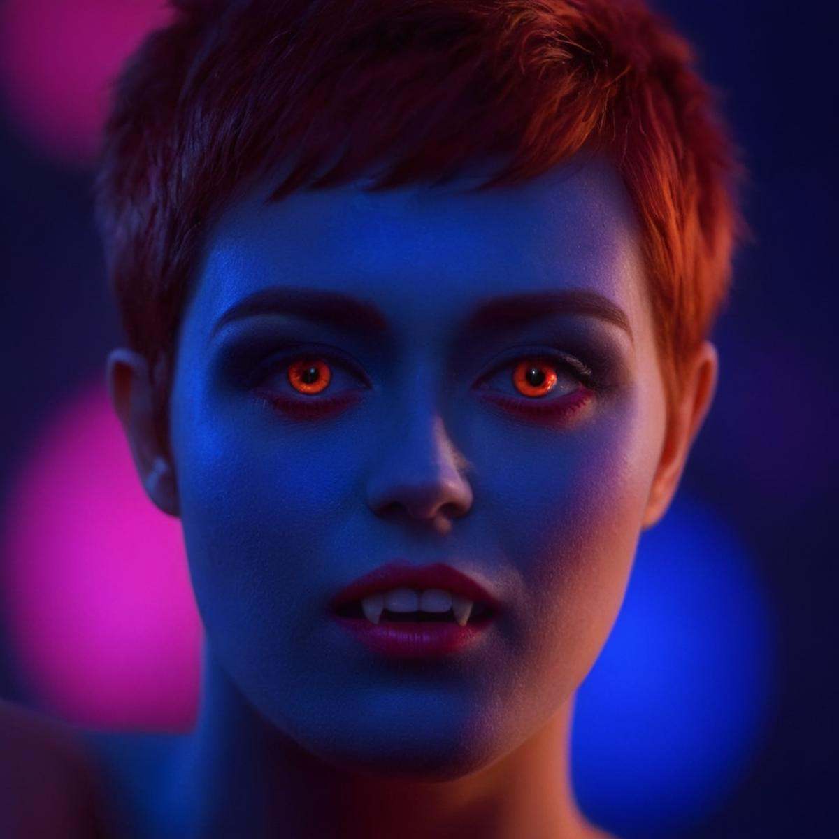 cinematic film still of cinematic film still of a woman with a colorful face and body painted Ultraviolet lighting Style,...