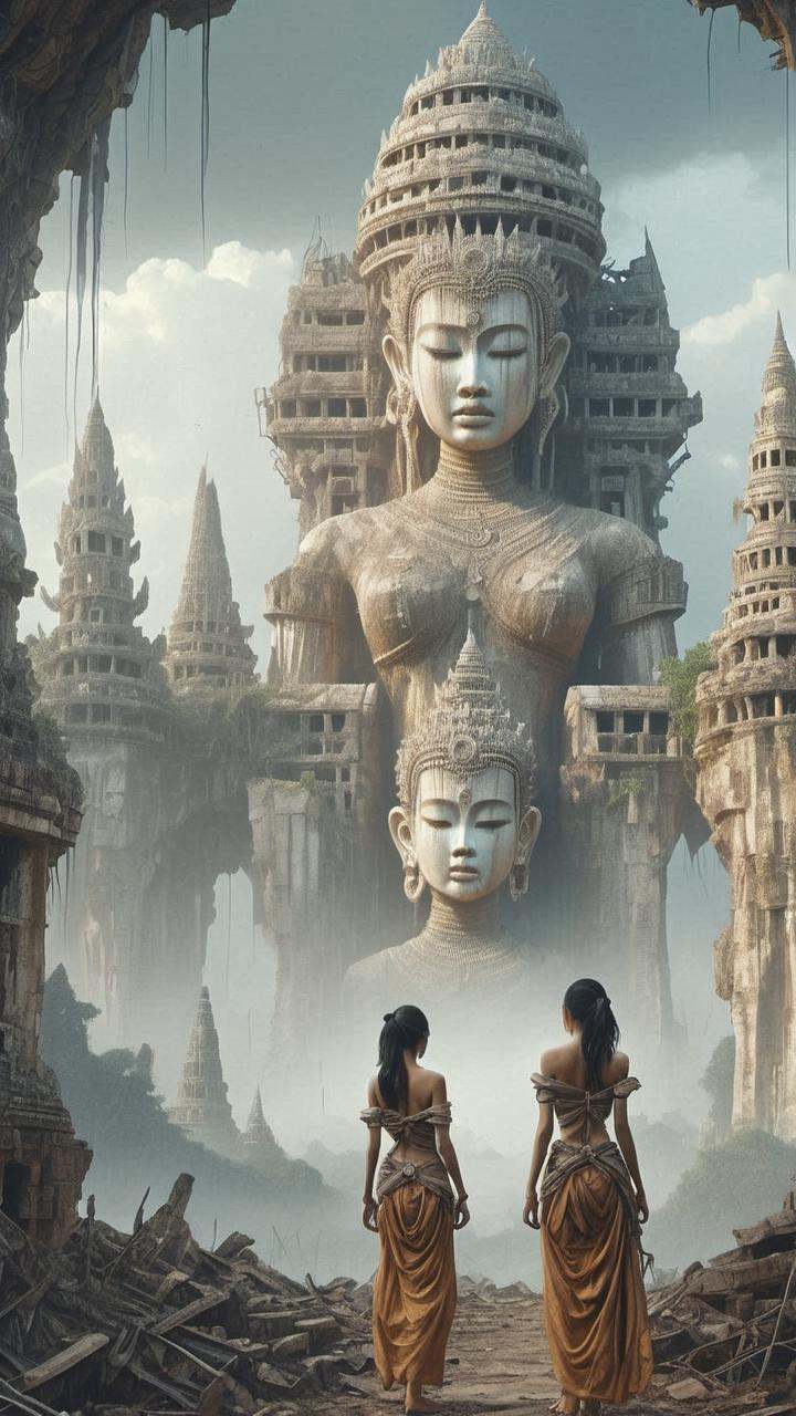 Image of a fusion of science fiction buildings,  ruins and thai civilization.,  ruins on Tensor.Art