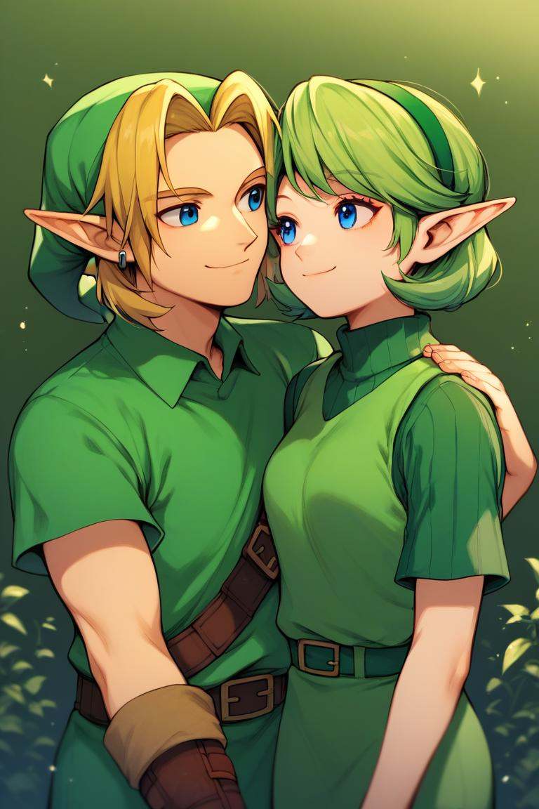 ootsariapdxl,  green hair,  short hair on Tensor.Art