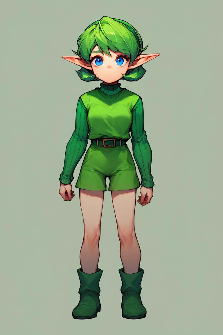 ootsariapdxl,  green hair,  short hair on Tensor.Art