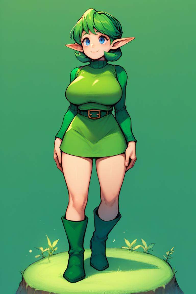 ootsariapdxl,  green hair,  short hair on Tensor.Art