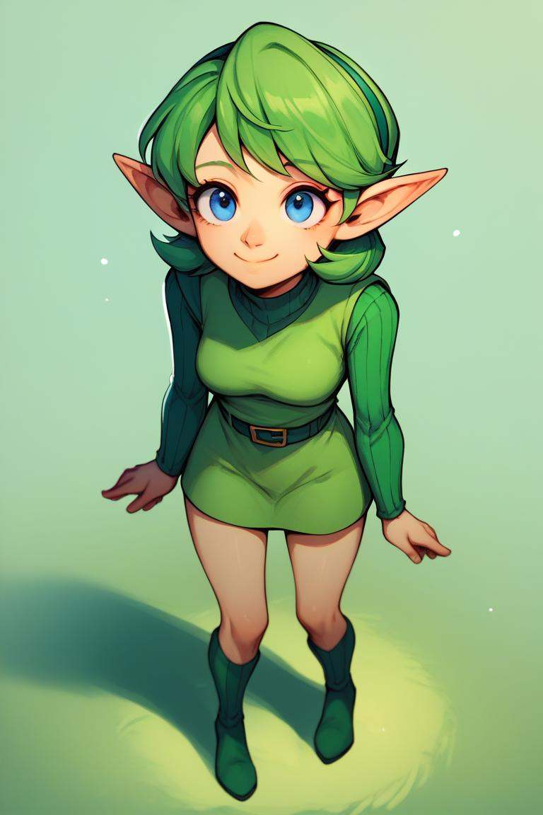 ootsariapdxl,  green hair,  short hair on Tensor.Art