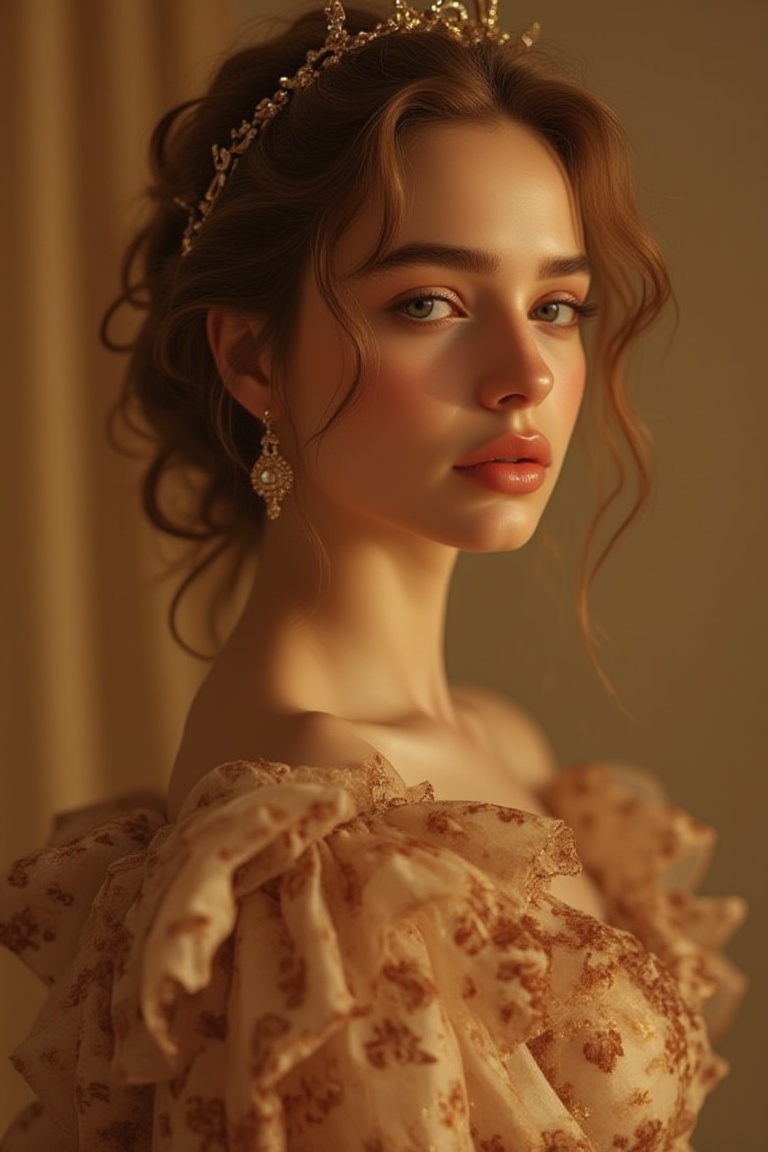 A portrait of a Byzantine style girl with golden background. ,  ,  portrait on Tensor.Art