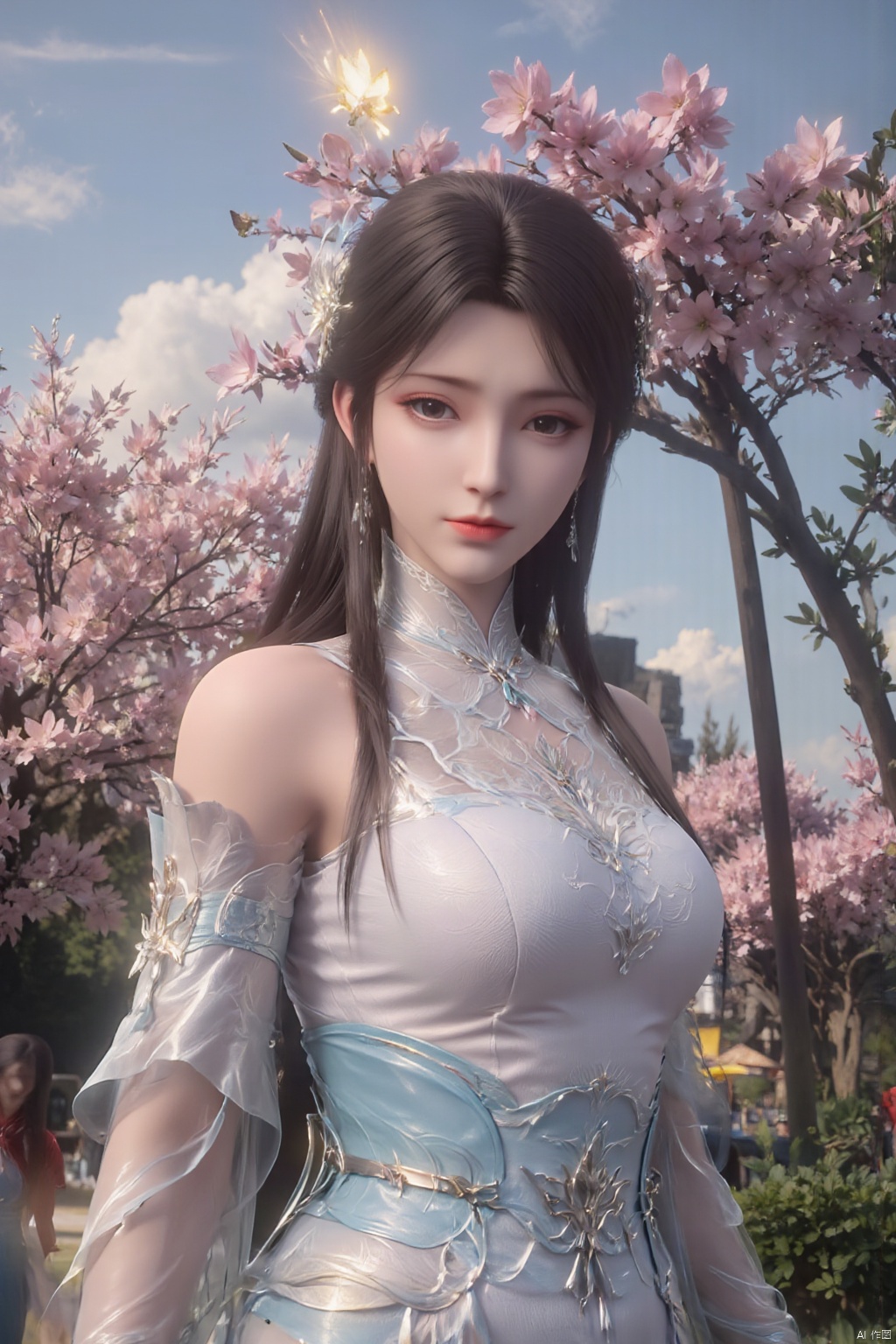  HDR, UHD, 8K, Highly detailed, best quality, masterpiece, 1girl, realistic, Highly detailed, (EOS R8, 50mm, F1.2, 8K, RAW photo:1.2), ultra realistic 8k cg,1 girl, solo focus,peafect body,Long hair,Messy hair,Bangs,hair between eyes,Sidelocks,Hair over shoulder,very long hair,shiny hair,floating hair,Bright eyes,big eyes,detailed eyes,beautiful eyes,hair ornament,hair flower,choker,frilled dress with lace,long dress,pleated dress,[loli],,outdoors,water,flower, in the ((sea of flowers)), flower field,meadow,beautiful detailed sky,feather,nature,(sunlight), skirt up,,moist skin, shiny skin, glossy skin, (best illumination, best shadow, extremely delicate and beautiful), perfect lighting, original, highres, dynamic angle, floating,depth of field, caustics,lens flare,warm lighting,(official art,beautiful and aesthetic:1.2),beautiful face, ultra detailed eyes, looking_at_viewer,kind smile,pose for picture,huolinger,, liuyifei, ((poakl)), Detail,wings,glint,glowing,(A crystal butterfly:1.4), XXE,Xxiaoxuner,Xhuolinger,Xhuijin,Xdajisi