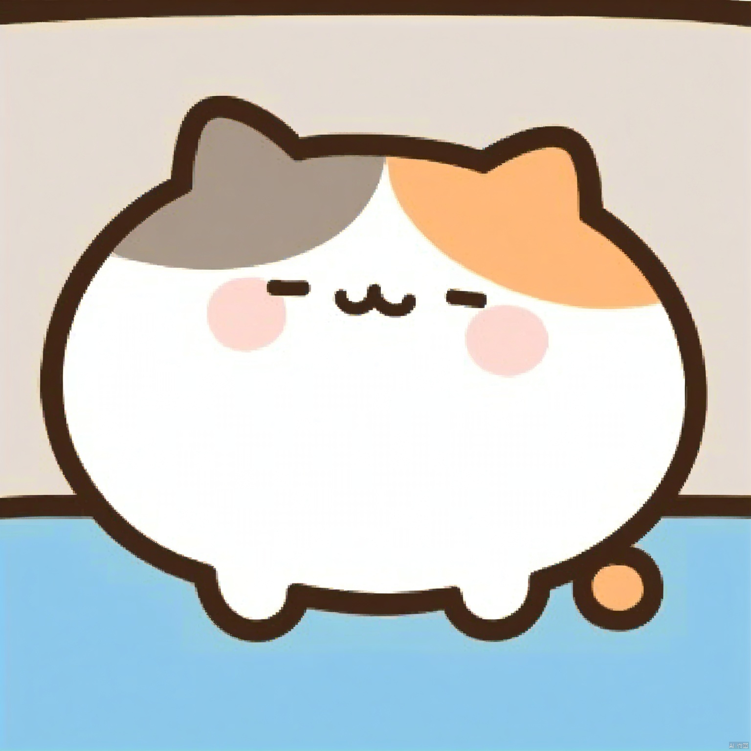 bestquality, 1 cartoon cat, no human, solo, smile, round face, small black eyes, dumpy body, cartoon, sleeping on a pillow.