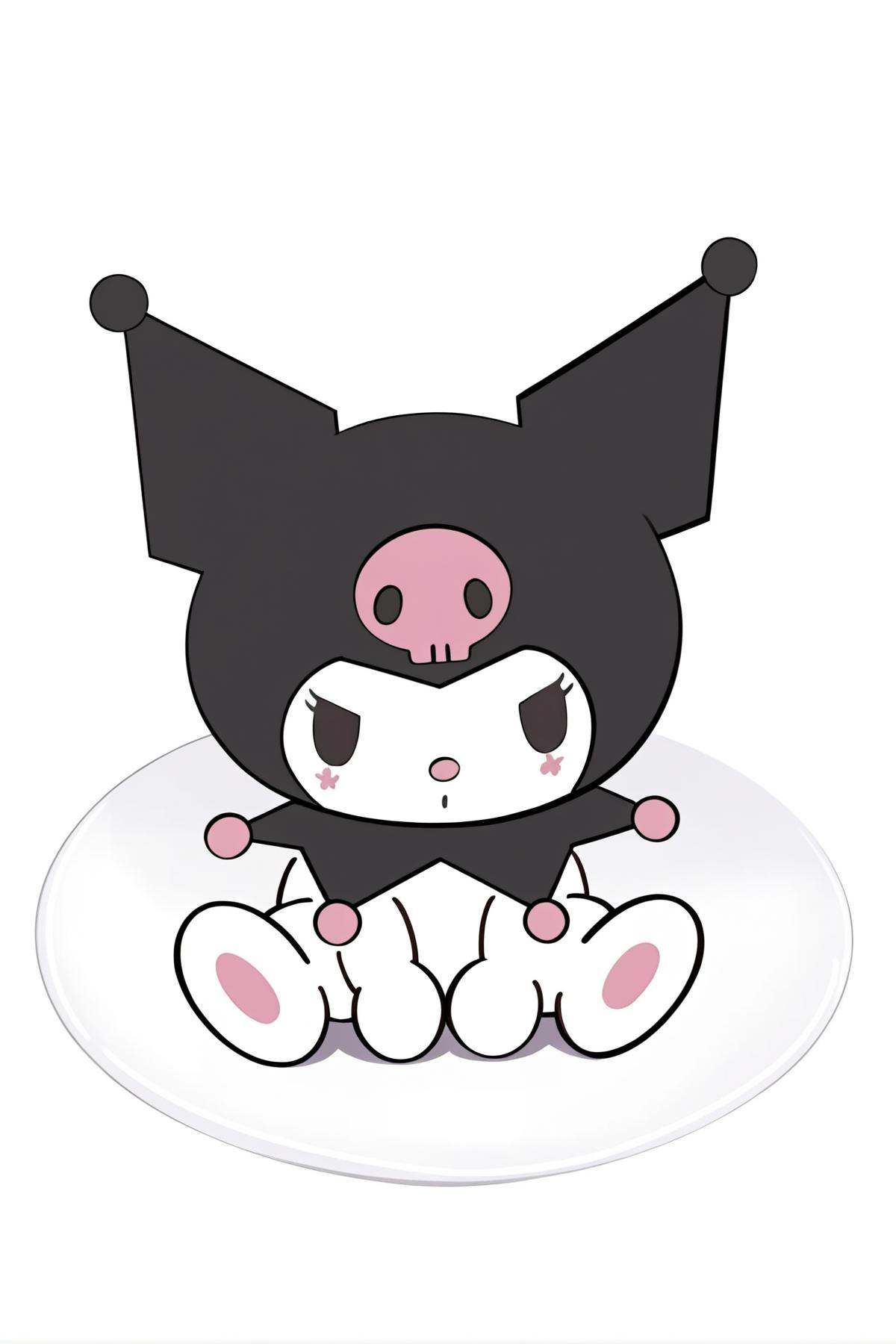 8k, best quality, masterpiece, (ultra-detailed), (high detailed skin), full body, white background, solo, looking at viewer, <lora:kuluomi-neta2-Tanger-000014:1>,kuluomi cat, default clothes, black cat ears, forehead skull mark, Black head covering, cute anime pet, no humans,animal focus, 