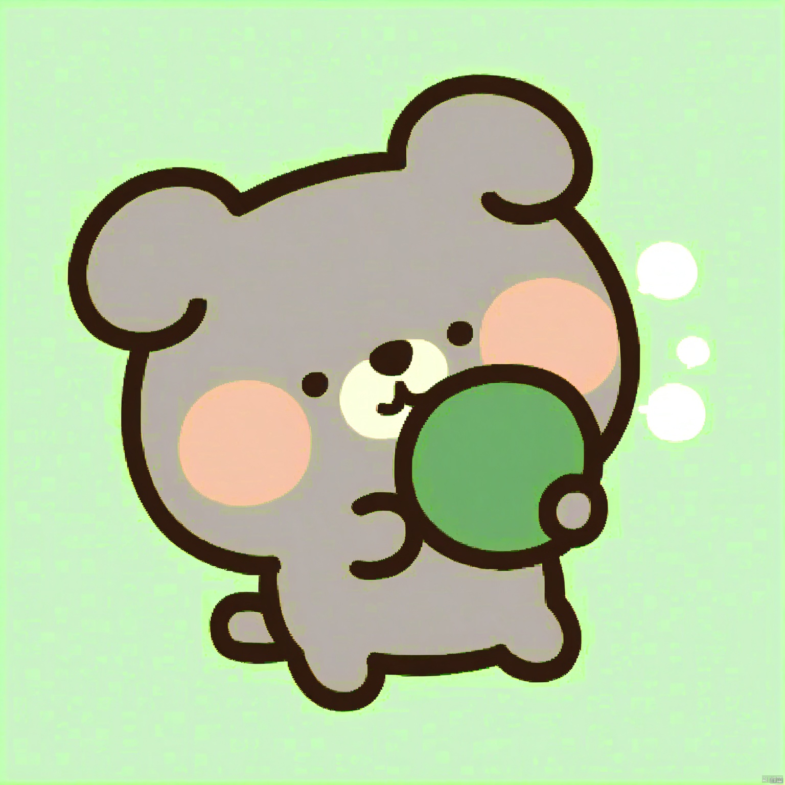 bestquality, 1 blue cartoon koala, no human, solo, sleepy expression, round face, small black eyes, dumpy body, cartoon, cuddling a eucalyptus leaf.