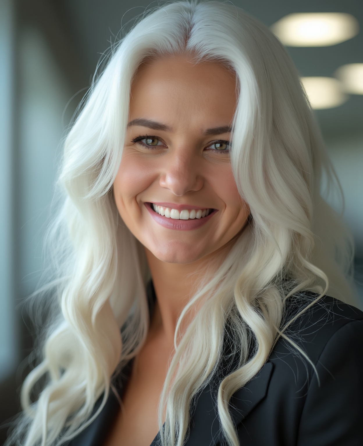 Tall beautiful woman with white hair in a school,  1 girl on Tensor.Art