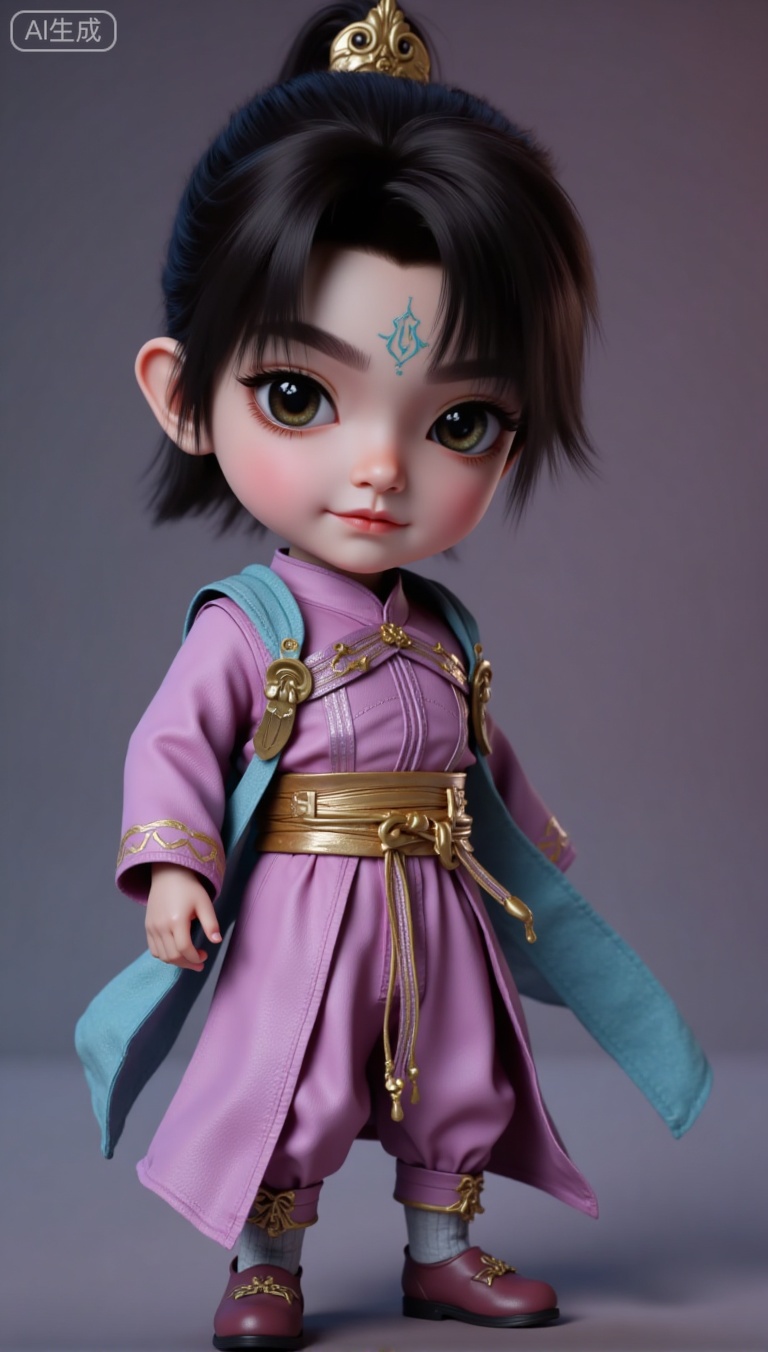 1boy, chibi, cute, little boy, 3D, man standing in front of the camera,chinese clothes,full body,wtr
