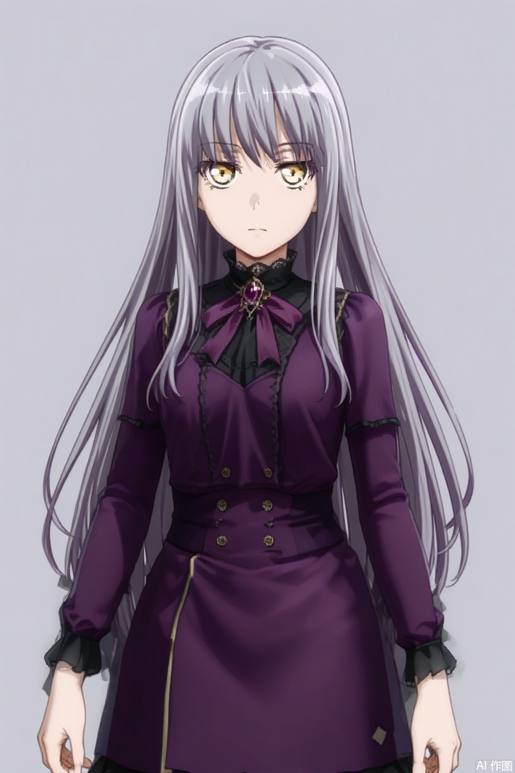 masterpiece, best quality,solo,((white background:1.2)),simple background,
looking at viewer,purple hair,Yukina,long hair,grey hair,yellow eyes