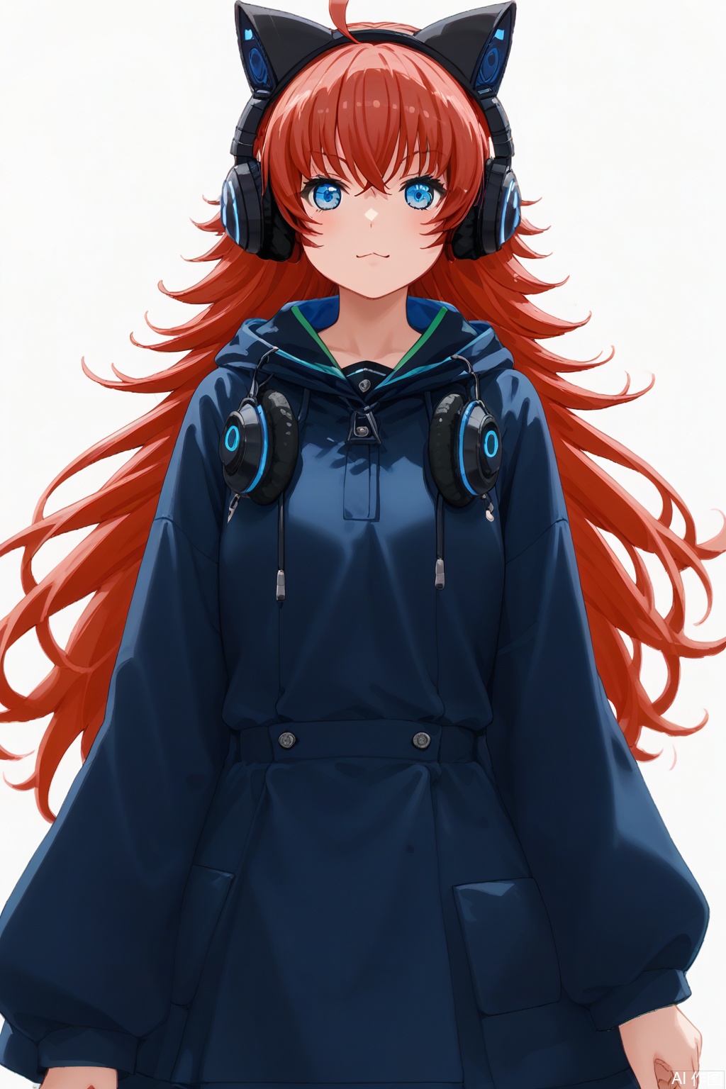 masterpiece, best quality,solo,((white background:1.2)),simple background,
looking at viewer,chuchu,cat ear headphones,animal ear headphones,ahoge, red hair, blue eyes