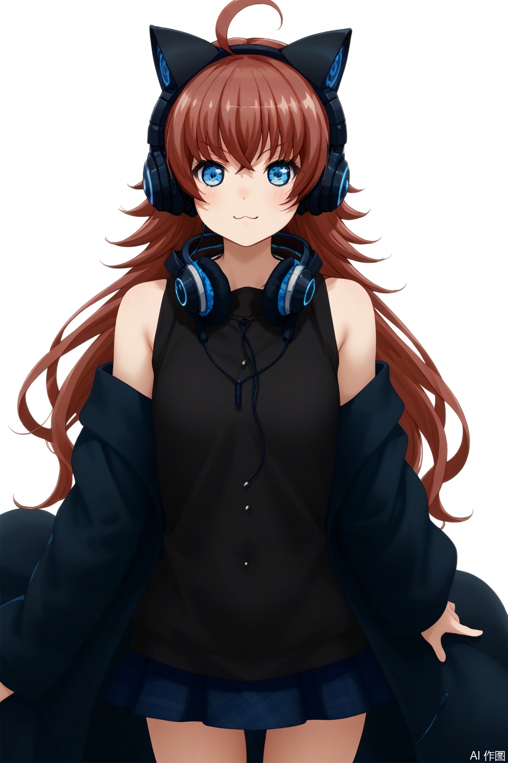 masterpiece, best quality,solo,((white background:1.2)),simple background,
looking at viewer,chuchu,cat ear headphones,animal ear headphones,ahoge, red hair, blue eyes