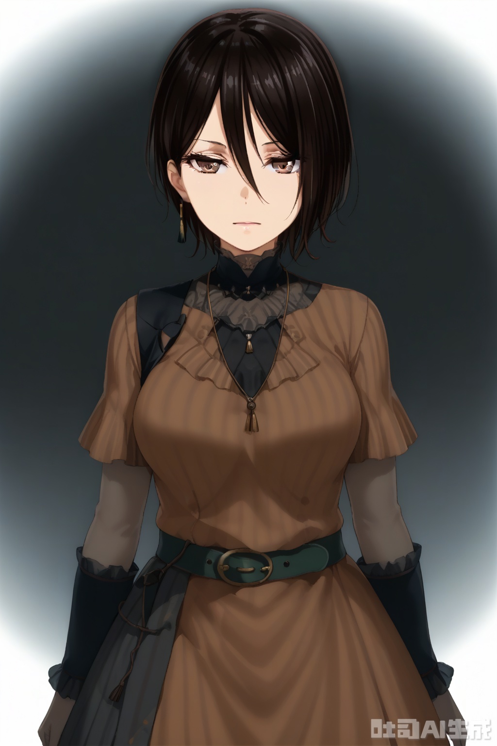 masterpiece, best quality,solo,((white background:1.2)),simple background,
looking at viewer,Yashio Rui,short hair, black hair,hair between eyes,brown eyes,breasts