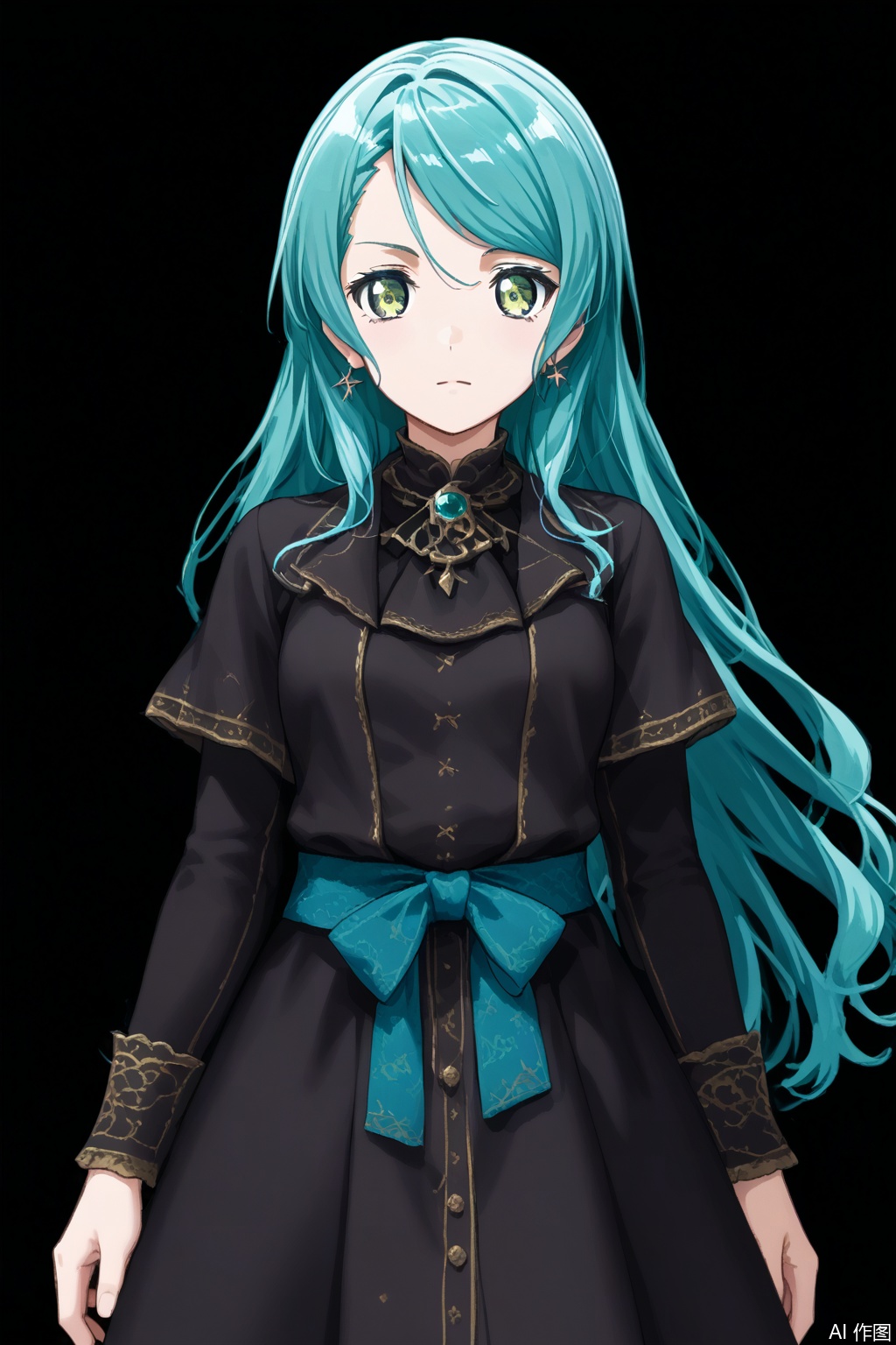 masterpiece, best quality,solo,((white background:1.2)),simple background,
looking at viewer,Hikawa Sayo,long hair,bangs,green eyes,aqua hair