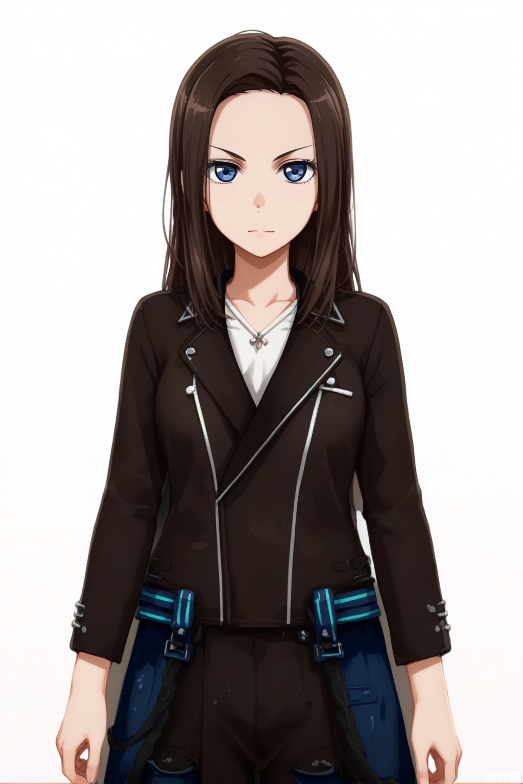masterpiece, best quality,solo,((white background:1.2)),simple background,
looking at viewer,Wakana Rei, LAYER,1girl, solo, long hair,blue eyes,  brown hair, forehead
