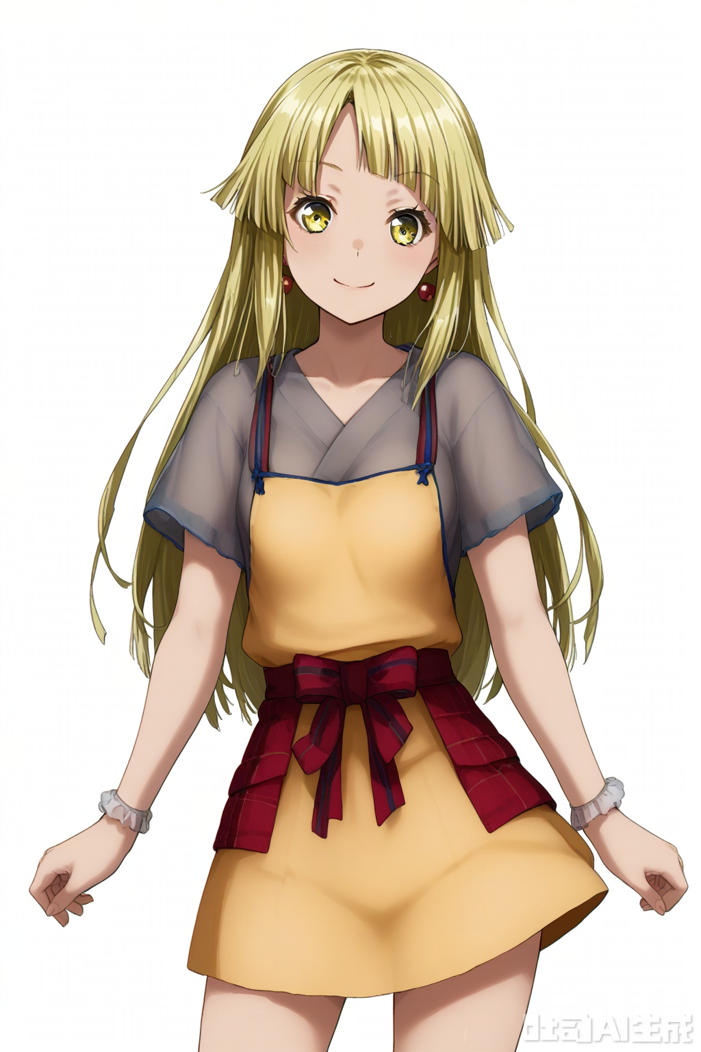 masterpiece, best quality,solo,((white background:1.2)),simple background,
looking at viewer,Tsurumaki Kokoro,long hair, breasts,smile, bangs, blonde hair,yellow eyes