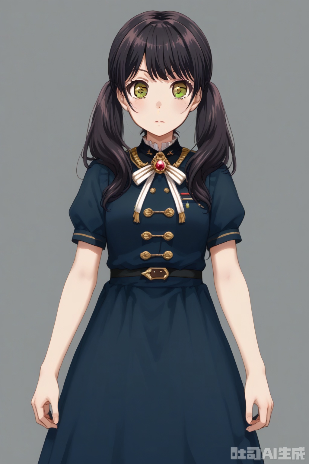 masterpiece, best quality,solo,((white background:1.2)),simple background,
looking at viewer,Futaba Tsukushi,long hair,black hair,twintails, brown eyes, bangs
