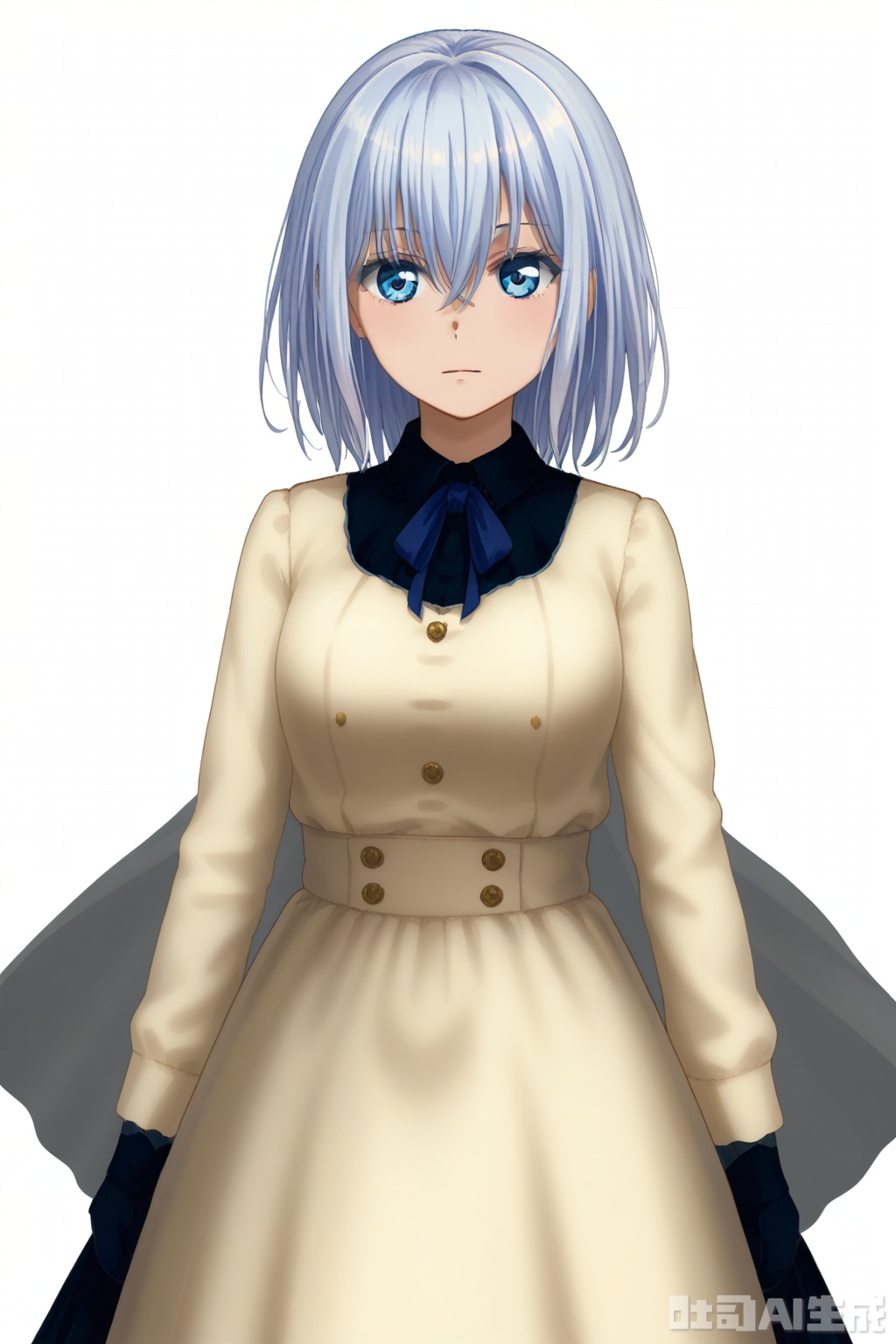 masterpiece, best quality,solo,((white background:1.2)),simple background,
looking at viewer,Kurata Mashiro,short hair, bangs,blue eyes,hair between eyes,white hair,medium hair