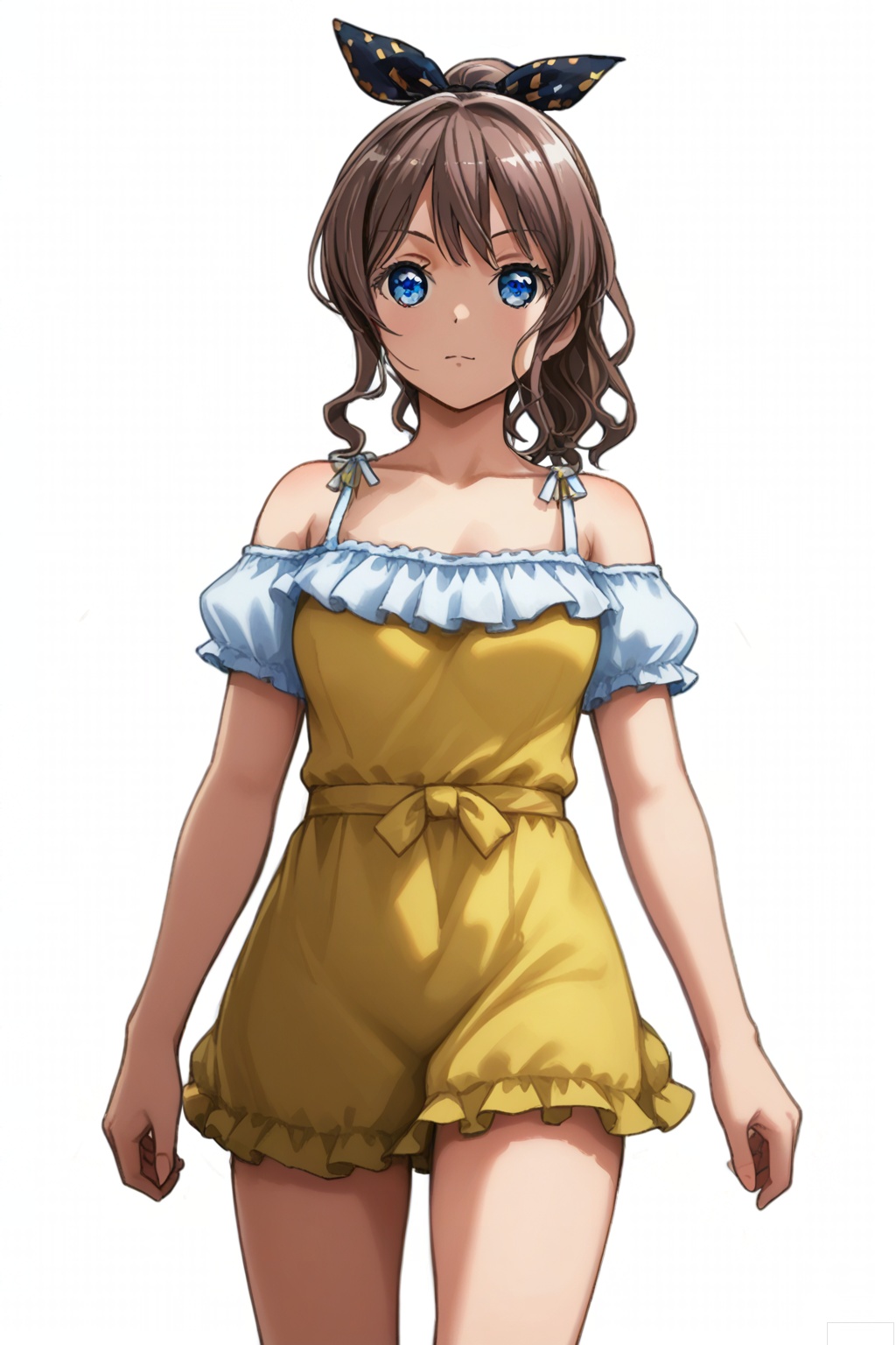 masterpiece, best quality,solo,((white background:1.2)),simple background,
looking at viewer,Yamabuki Saaya, bangs, blue eyes,brown hair, ribbon,hair ribbon,ponytail