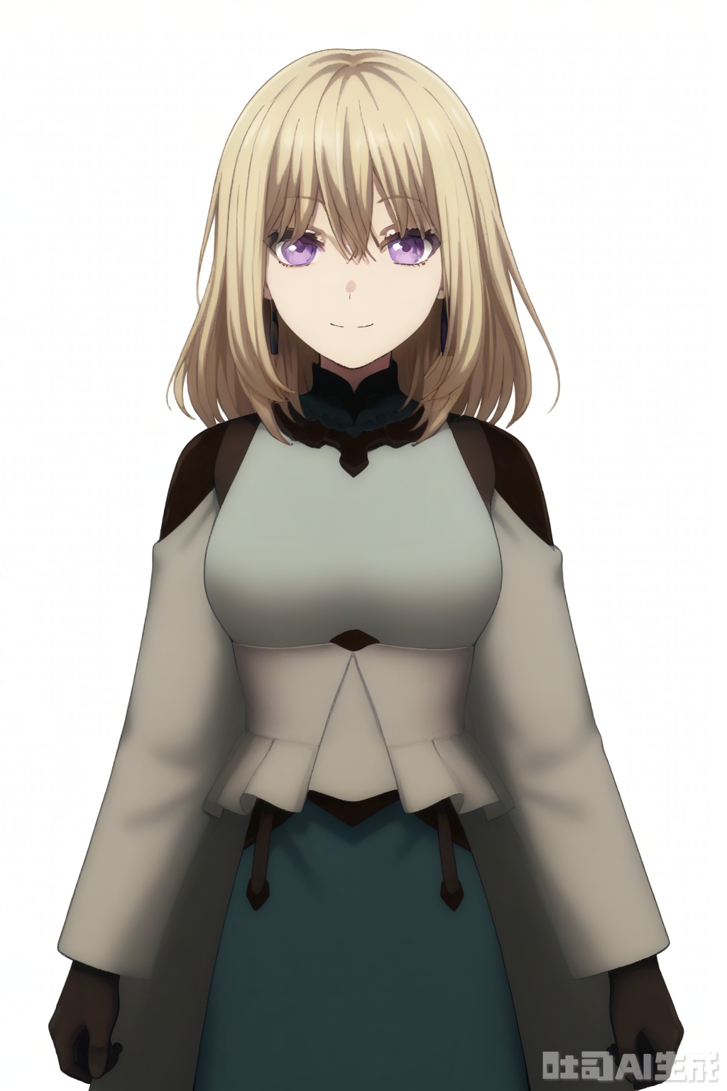 masterpiece, best quality,solo,((white background:1.2)),simple background,
looking at viewer,uika,uika, 1girl, blonde hair, bangs,purple eyes, smile, medium hair,hair between eyes