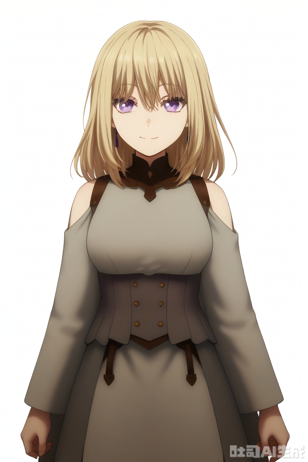 masterpiece, best quality,solo,((white background:1.2)),simple background,
looking at viewer,uika,uika, 1girl, blonde hair, bangs,purple eyes, smile, medium hair,hair between eyes