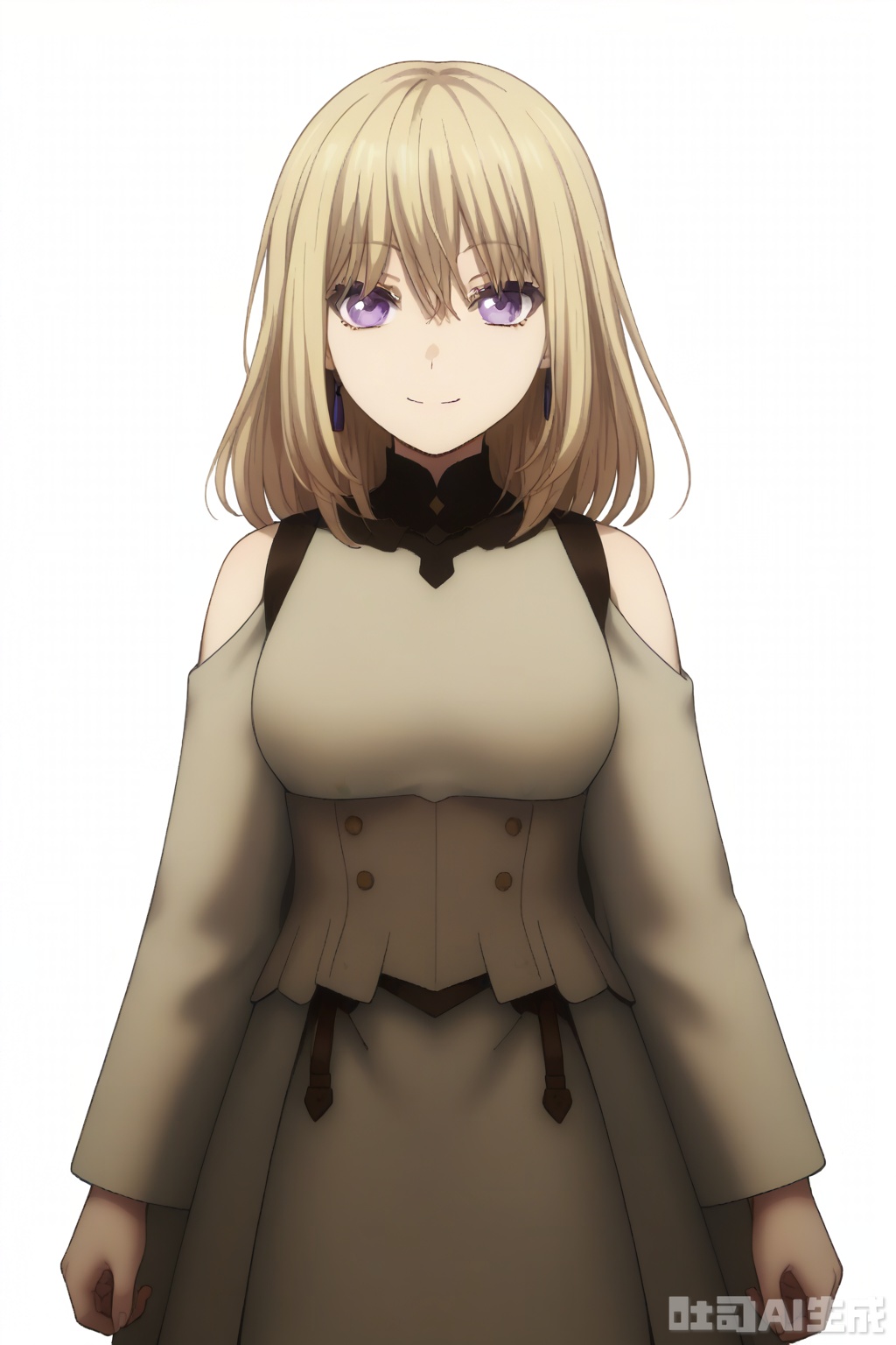 masterpiece, best quality,solo,((white background:1.2)),simple background,
looking at viewer,uika,uika, 1girl, blonde hair, bangs,purple eyes, smile, medium hair,hair between eyes