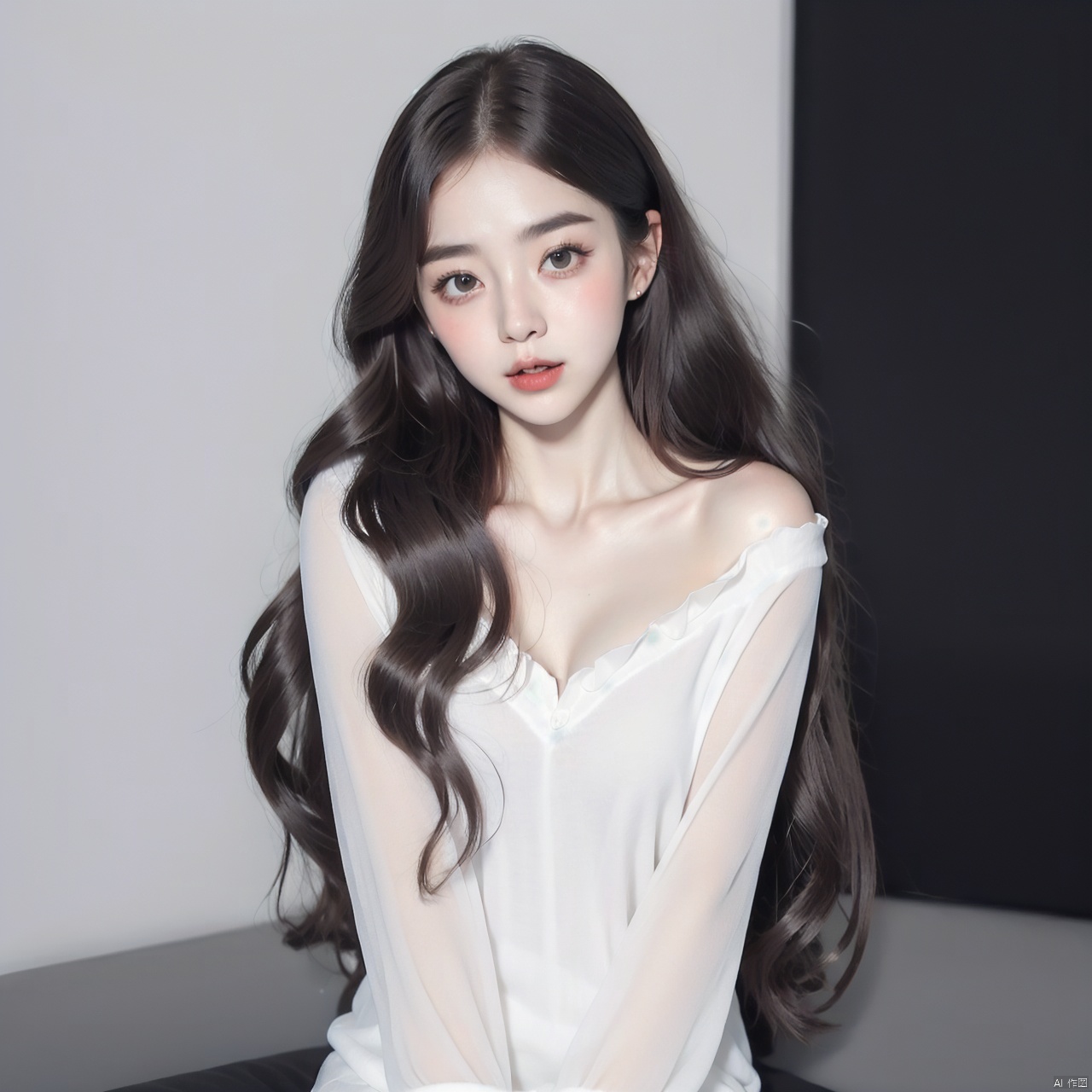 1girl, solo, long hair, Facial, coquettish expression