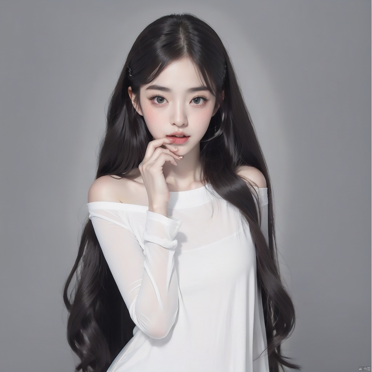 1girl, solo, long hair, Facial, coquettish expression