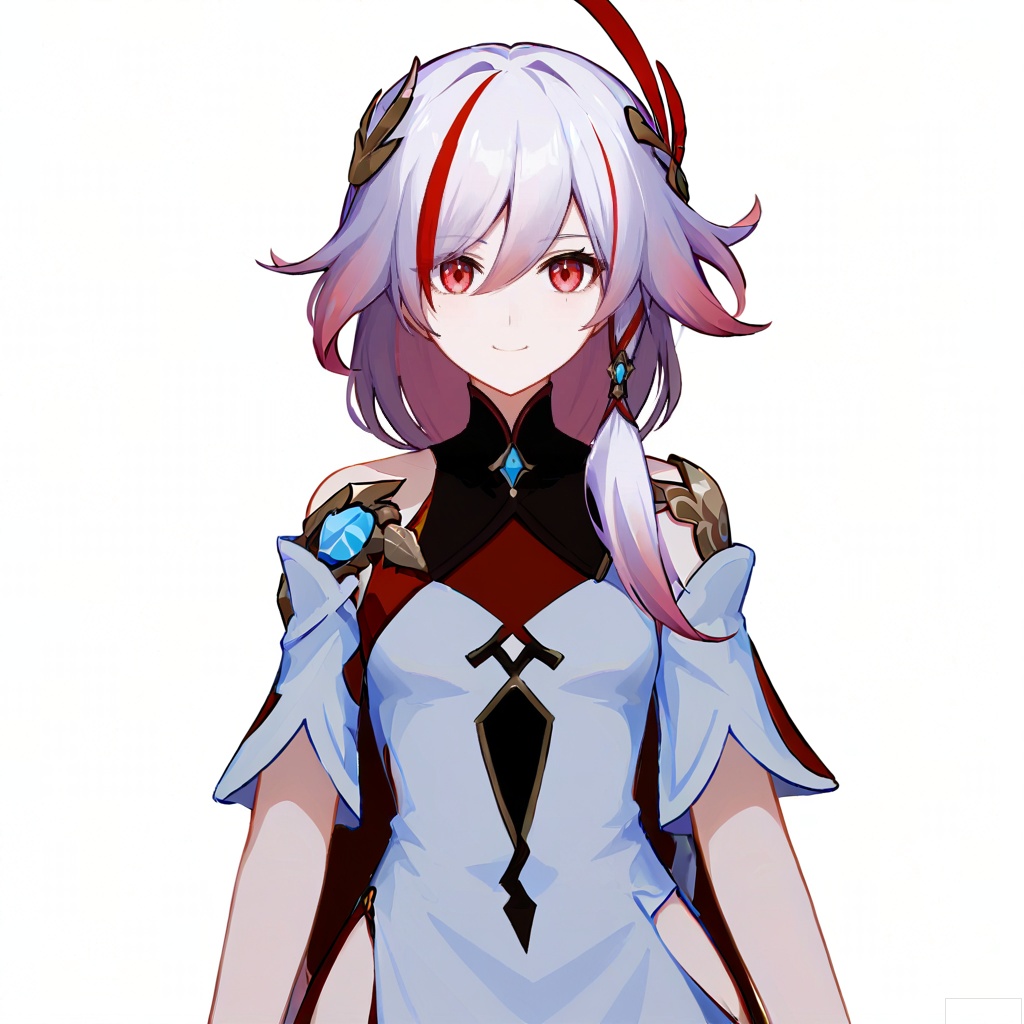 masterpiece, best quality,solo,(white background:1.2),simple background,
looking at viewer, fu hua, fu hua cgver, long hair, bangs,hair ornament, red eyes,hair between eyes, white hair,multicolored hair, streaked hair, smile,small breasts, red hair, pink hair,low-tied long hair