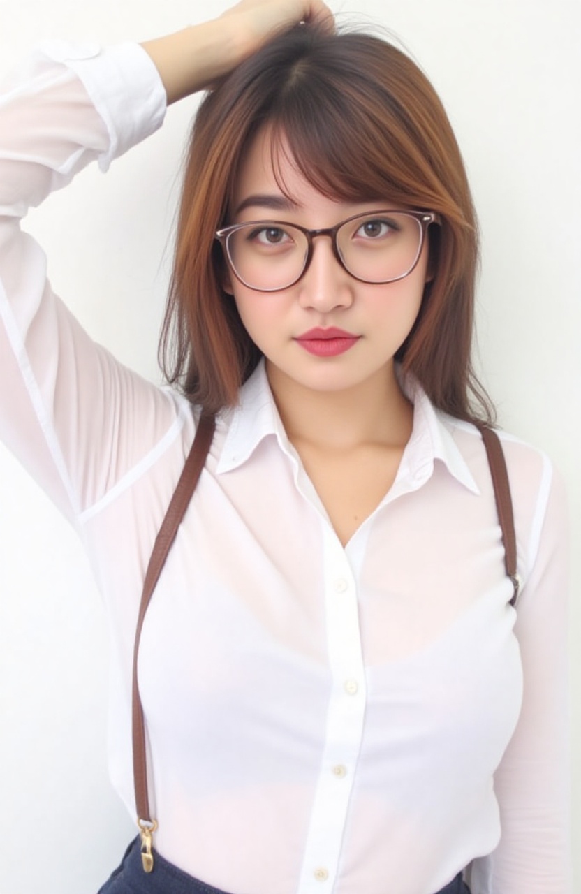 a beautiful female model,  a beautiful young Asian woman looking at viewer,  brown eyes on Tensor.Art