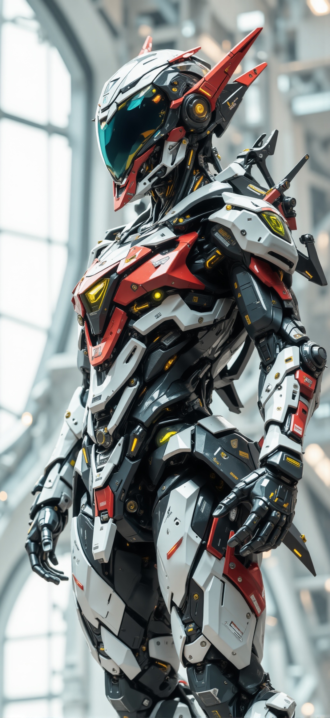 Concept high-mobility Mecha designed for zero-gravity reconnaissance. The chassis features a segmented,  aerodynamic fusel...