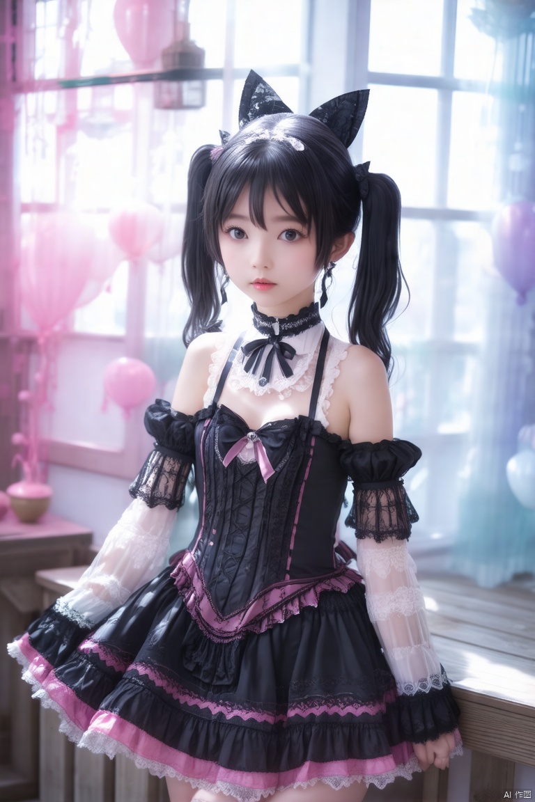 twintails, Japanese cute little loli,, small body (bodily fluids) orgasm (masturbated), bright eyes (wearing gothic_lolita,,),, huge breasts