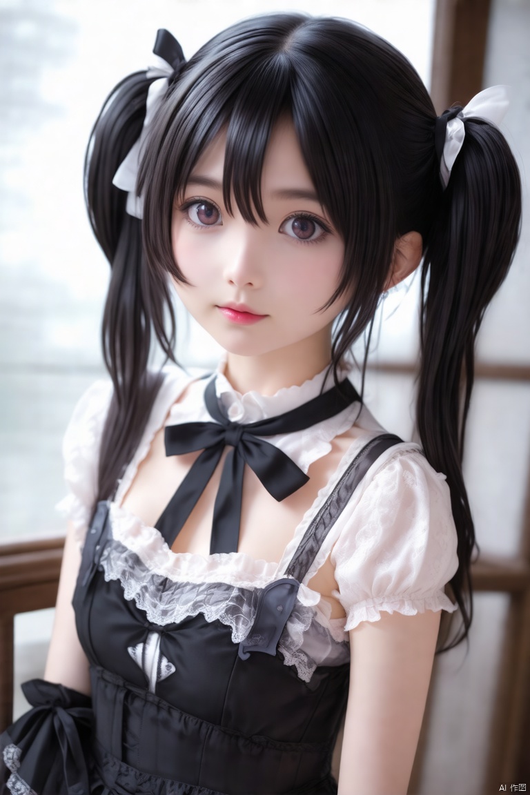 twintails, Japanese cute little loli,, small body (bodily fluids) orgasm (masturbated), bright eyes (wearing gothic_lolita,,),, huge breasts