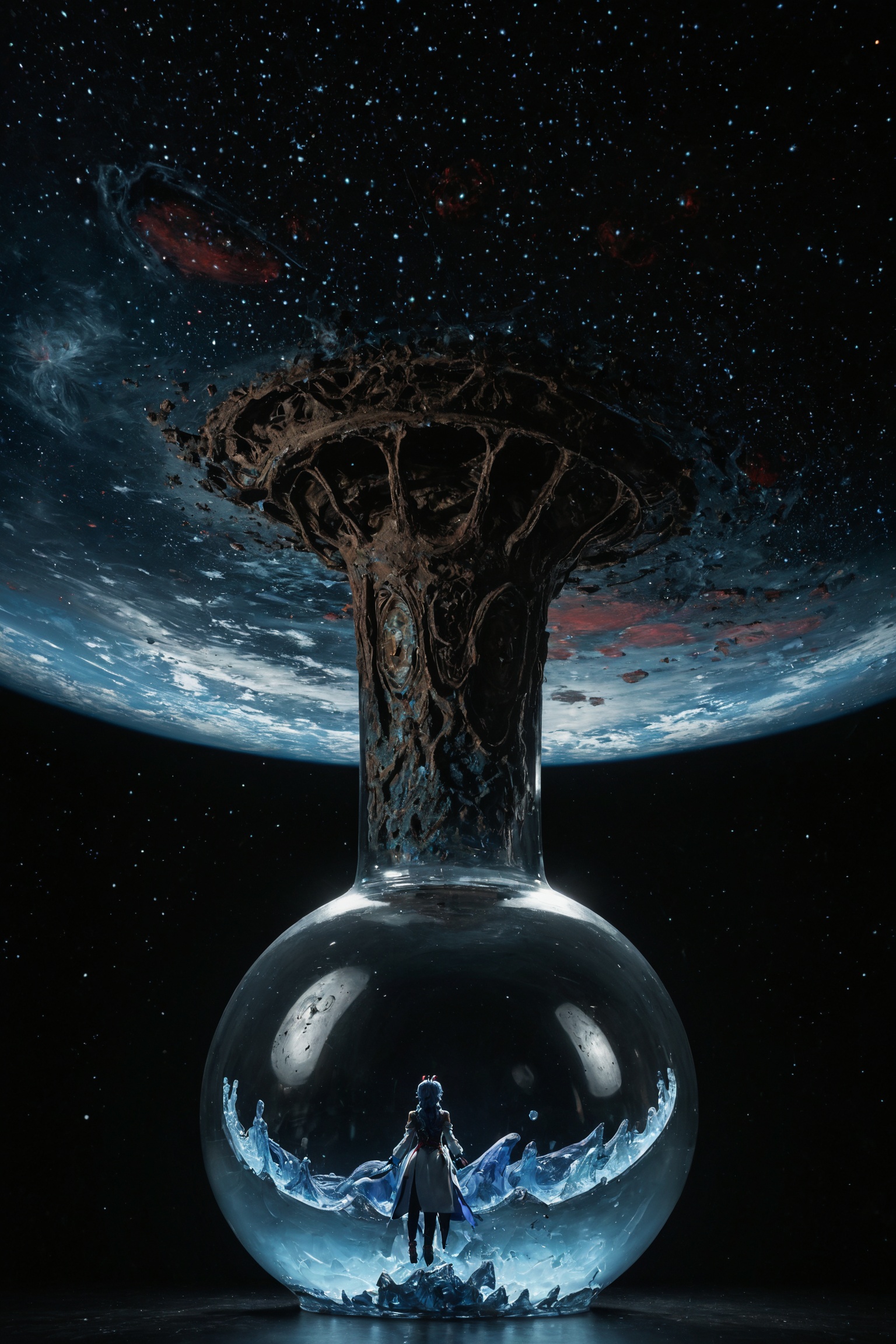 Hyper liquid reality,  space background ,  ganyu from genshin on Tensor.Art